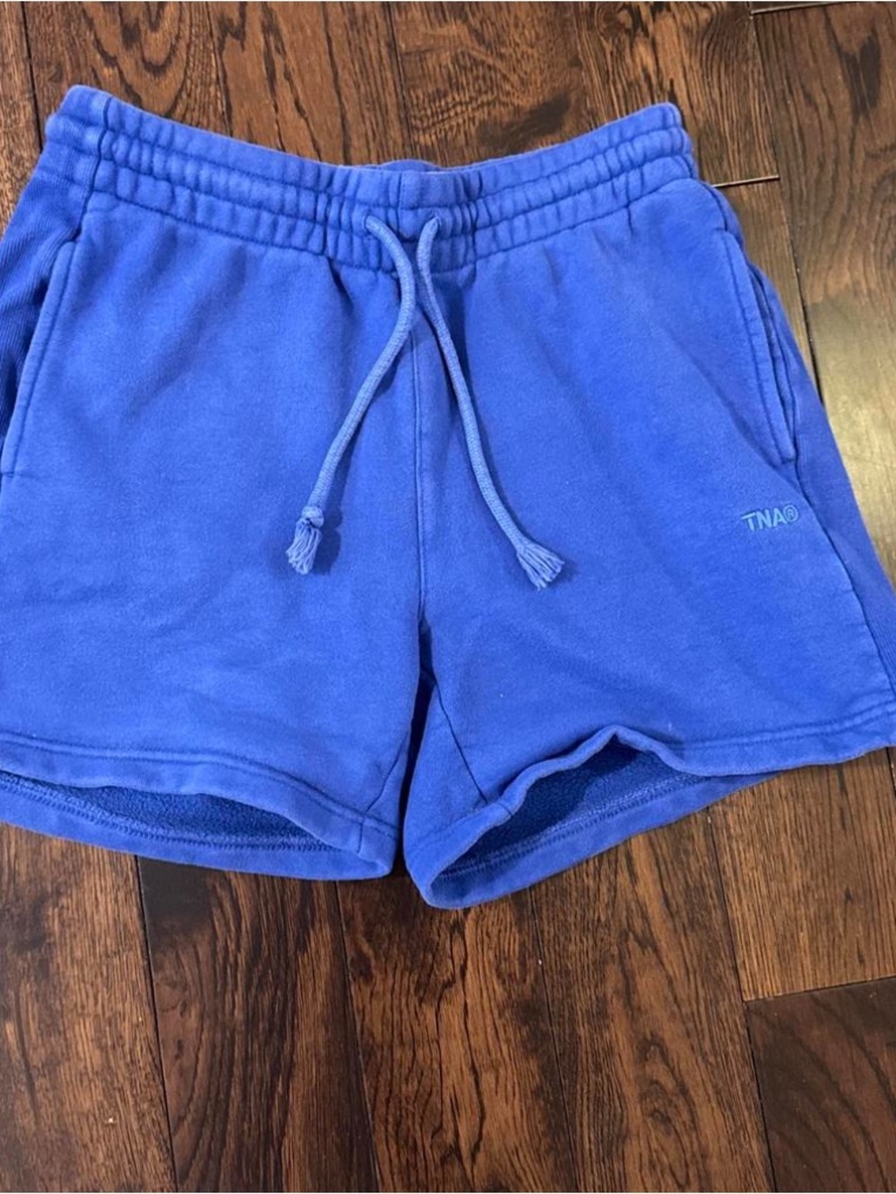 TNA Cozy Fleece Boyfriend-Fit Shorts in Royal Blue